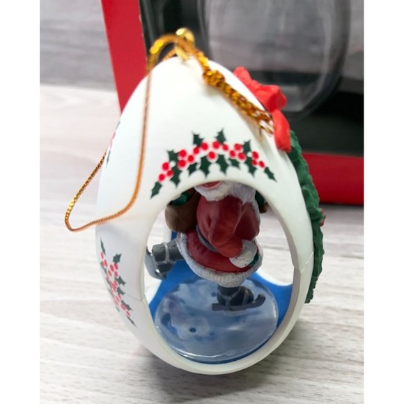 Egg Santa Claus Ice Skating Christmas Tree Ornament with Original Box 1991 - Picture 8 of 9